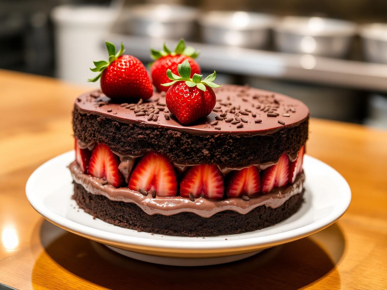 Bolo de Chocolate com Morango
