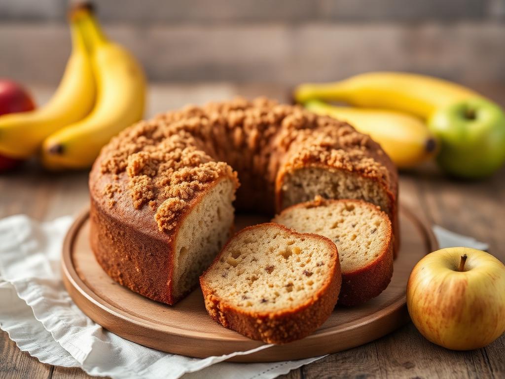 Bolo de Banana com Maçã