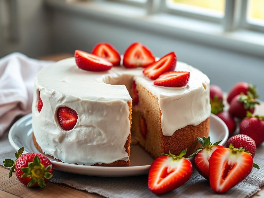 Bolo de Morango com Iogurte